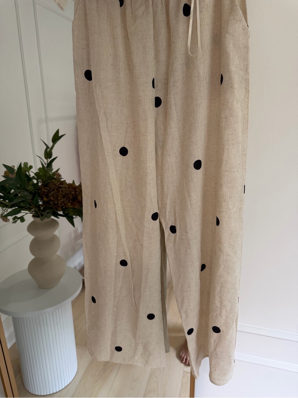 NWOT Showpo Beige Polka Dot Two-Piece Pant Set - Picture 6 of 8